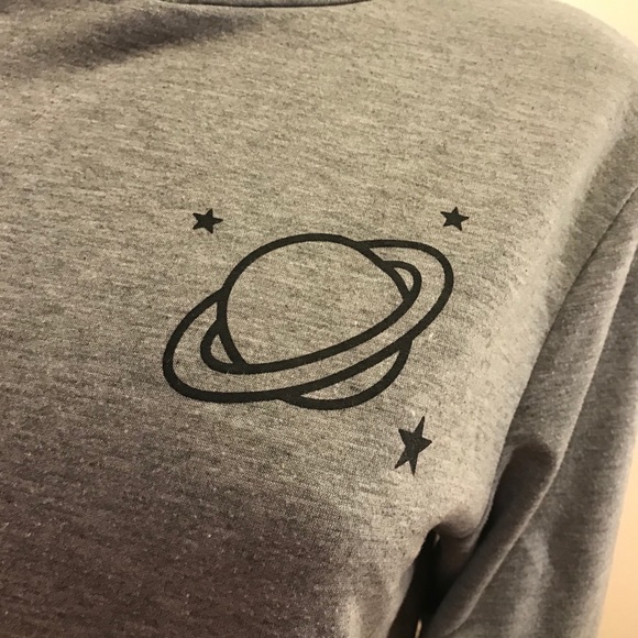 Jersey Stripe Pullover Hoodie Sweatshirt Womens Size XL Junior Grey Saturn - Picture 3 of 11